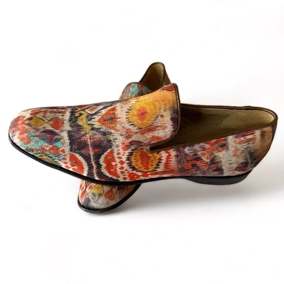 DONALD J. PLINER Womens Ikat Silk Luxury Antique Style Loafers - Picture 2 of 10